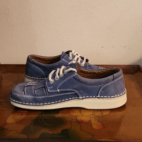 Birkenstock Bodega Woven Leather Laced Shoes L9 M7 - Picture 6 of 10